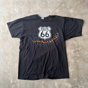VINTAGE ROUTE 66 BIKER MOTORCYCLE SHIRT MENS XL 90S HIGHWAY